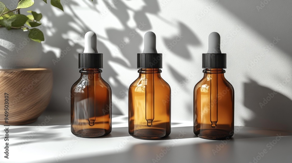 Amber Glass Dropper Bottles Generative AI Amber Glass Dropper Bottles Generative AI