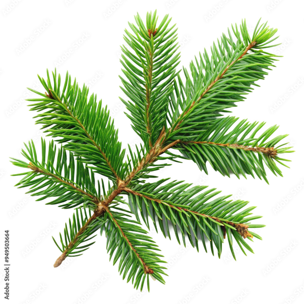 Fir tree branch isolated with clipping path on transparent background Fir tree branch isolated with clipping path on transparent background