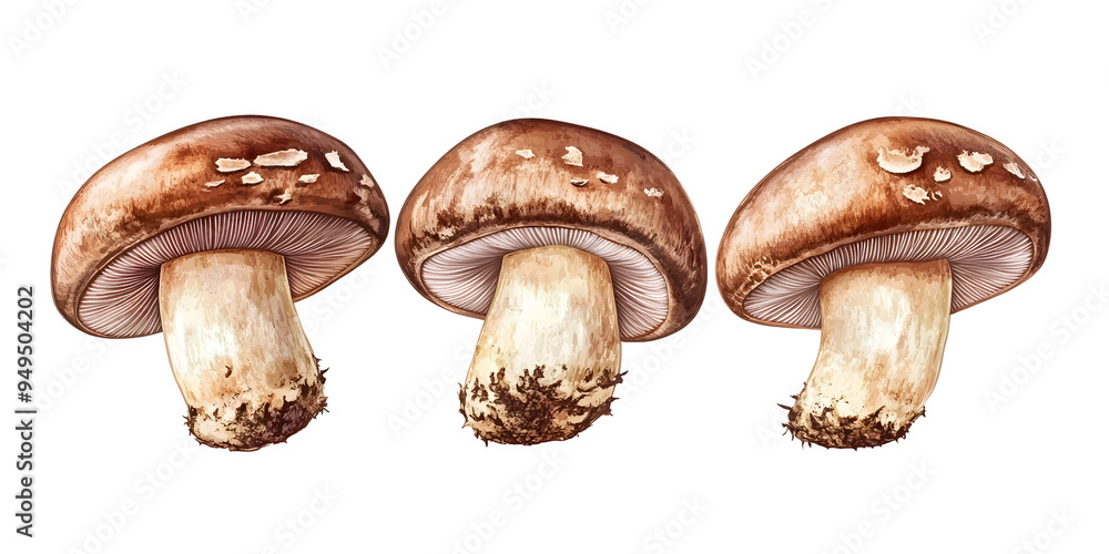 Fototapeta premium A collection of Shiitake mushrooms, known for their rich umami flavor and versatile culinary uses..