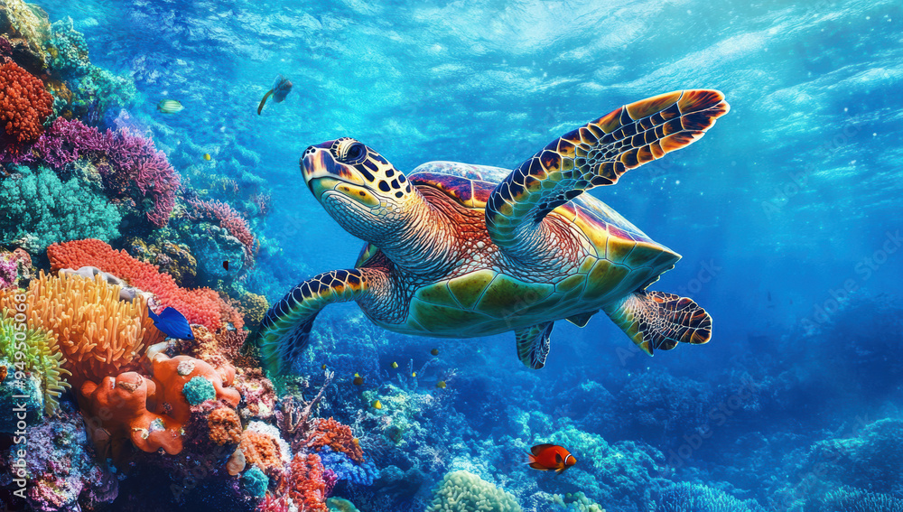Sea Turtle Coral Reef. Sea Turtle Coral Reef.