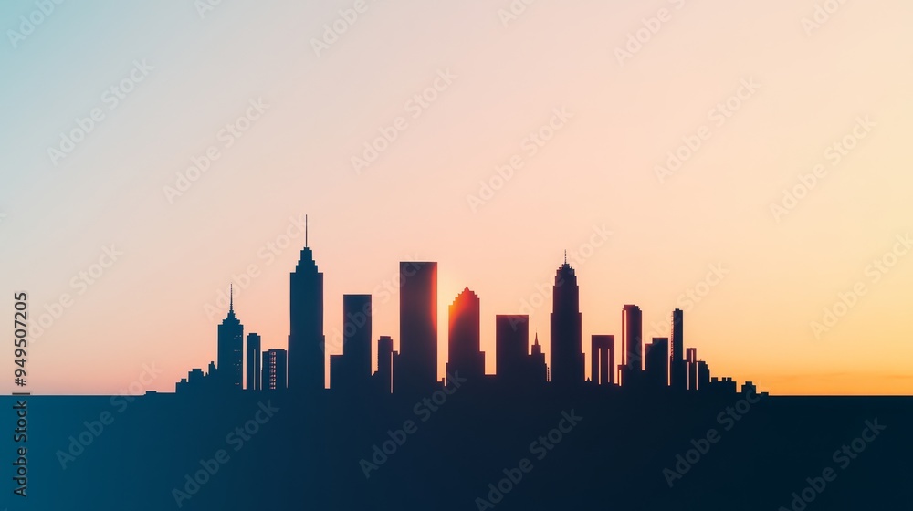 city skyline silhouette at sunset with golden rays of light and vibrant colors. city skyline silhouette at sunset with golden rays of light and vibrant colors.