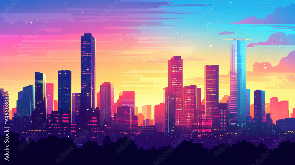 City Skyline Sunset. City Skyline Sunset.