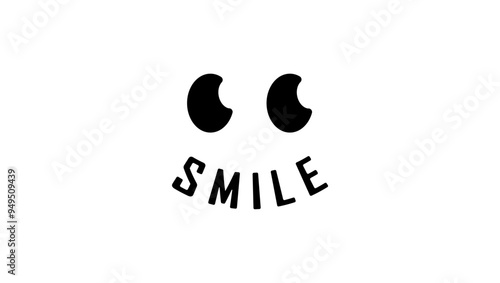 smile lettering, black isolated silhouette