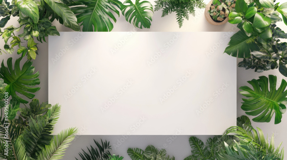 White Blank Space with Plants.