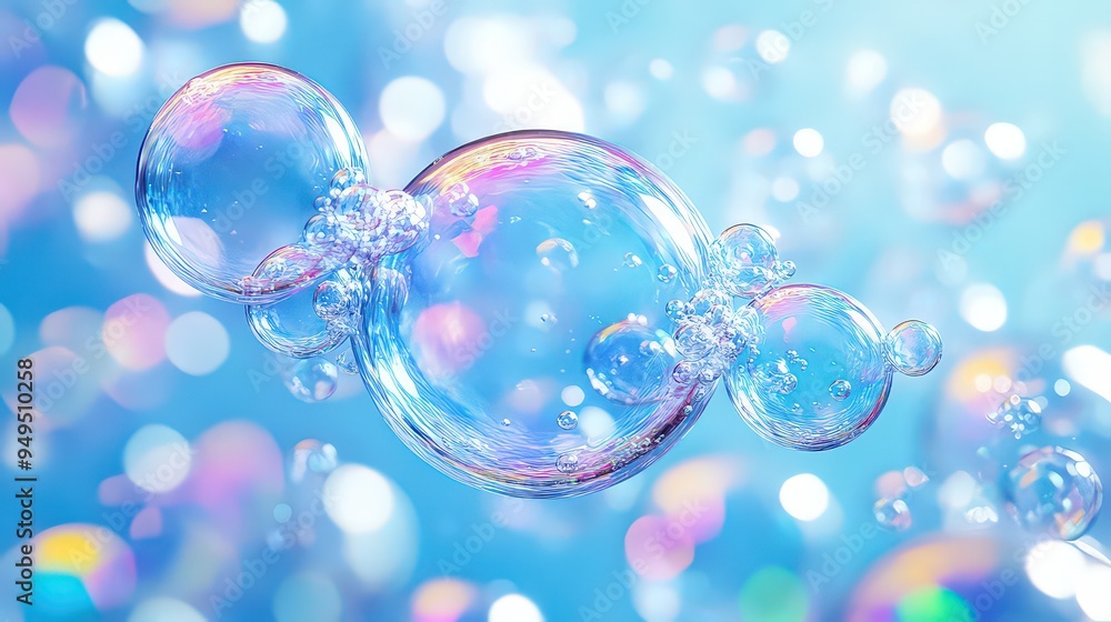 vibrant image of iridescent soap bubbles floating in a soft blue background, reflecting various hues of light. The bubbles convey a sense of lightness and whimsy. vibrant image of iridescent soap bubbles floating in a soft blue background, reflecting various hues of light. The bubbles convey a sense of lightness and whimsy.