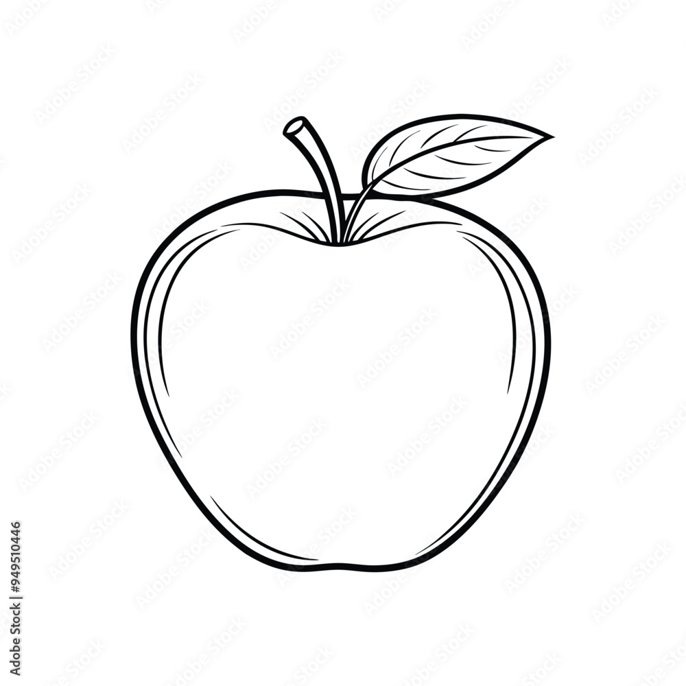 Apple with leaves. Apple Line Icon. Editable Stroke. Apple vector icon black Apple with leaves. Apple Line Icon. Editable Stroke. Apple vector icon black