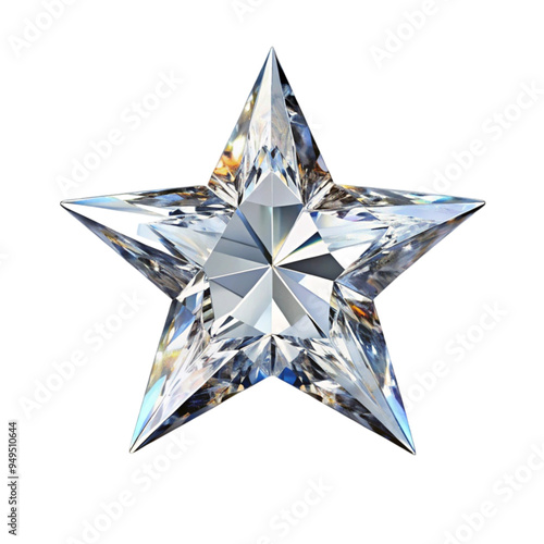 Brilliant standing diamond star isolated on transparent background photo