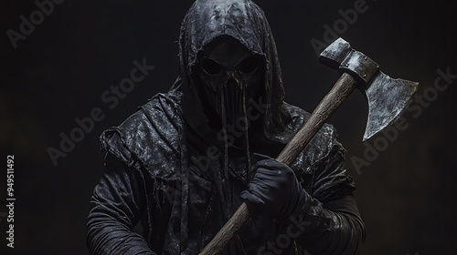 Terrifying Executioner Costume with Hood and Axe 32k,