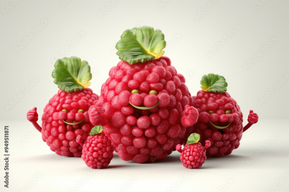 Smiling Raspberry Cheerful Cartoon Raspberries Giving Thumbs Up and Spreading Berry Delight Smiling Raspberry Cheerful Cartoon Raspberries Giving Thumbs Up and Spreading Berry Delight