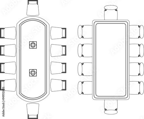 Vector illustration sketch of silhouette design detail of dining room table and chairs furniture for entertaining guests