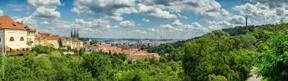 prague panorama from strahov towards mala strana and hradcany castle