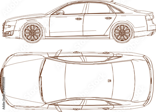 Vector illustration silhouette design of luxury sport sedan car transportation vehicle for family metropolis