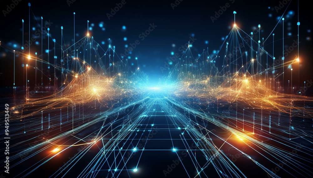 Obraz premium AIネットワークとデータフローAI networks and data flows