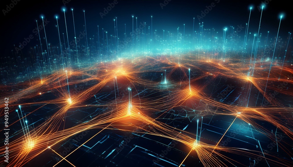 Obraz premium AIネットワークとデータフローAI networks and data flows