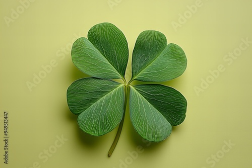 Small green four leaf clover for good luck St. Patrick's day isolated background photo