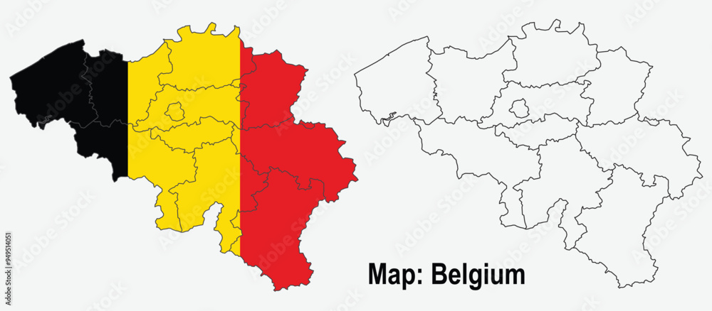 Obraz premium Belgium map in flag vector with outline