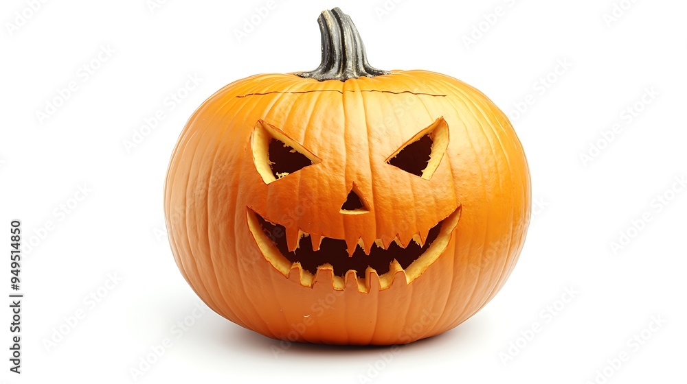 Frightening Pumpkin Face with Creepy Smile on Isolated White Background. 32k, Frightening Pumpkin Face with Creepy Smile on Isolated White Background. 32k,