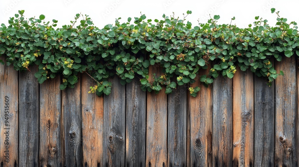 Wooden Fence with Climbing Ivy Generative AI Wooden Fence with Climbing Ivy Generative AI