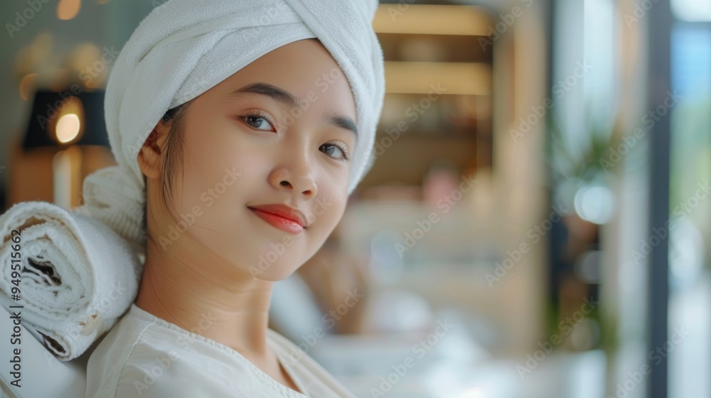 Beautiful Asian girl relaxing in luxury spa. AI generated images Beautiful Asian girl relaxing in luxury spa. AI generated images