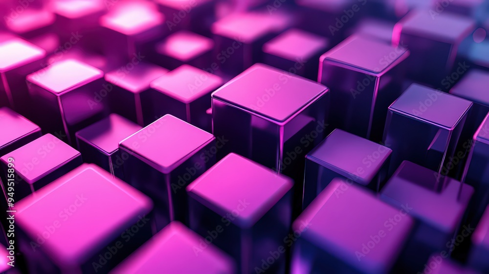 Futuristic 3D abstract design with vibrant purple and pink cubes, creating a dynamic, glowing visual that emphasizes depth and modernity. Futuristic 3D abstract design with vibrant purple and pink cubes, creating a dynamic, glowing visual that emphasizes depth and modernity.