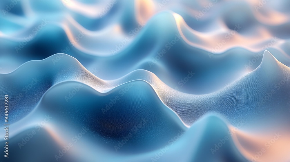 Obraz premium Blue Abstract Wavy Surface Generative AI