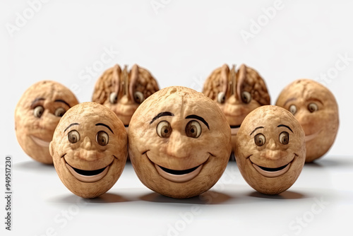 Smiling Walnuts 3D Character Giving Thumbs Up Gesture Playful and Cheerful Design for Nut Lovers and Healthy Snacking