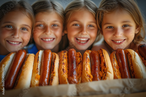 Family With Hot Dogs