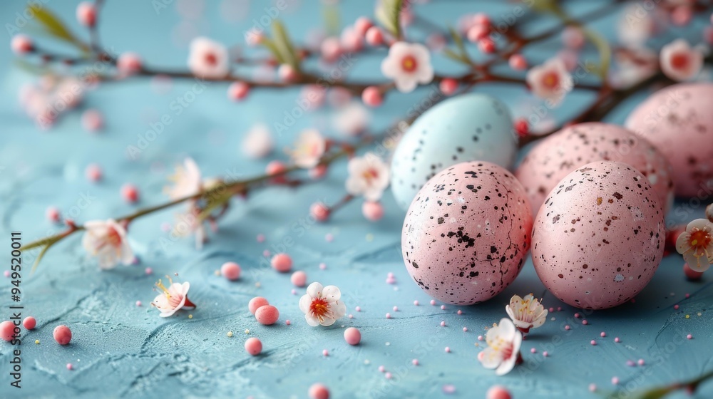 Pastel Easter Eggs with Blossoms Generative AI Pastel Easter Eggs with Blossoms Generative AI