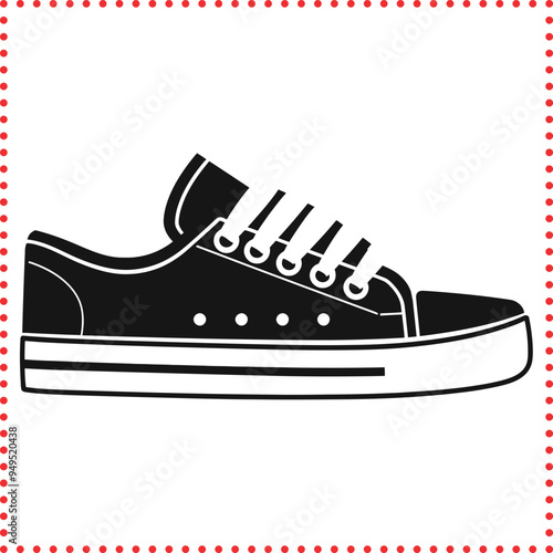 Vintage Style Chuck Taylor All Star High Top Sneaker Silhouette, Timeless Footwear Icon Vector