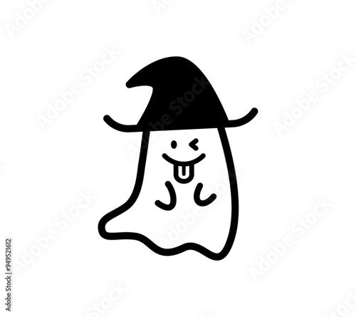 舌を出す帽子をかぶったおばけのイラスト
