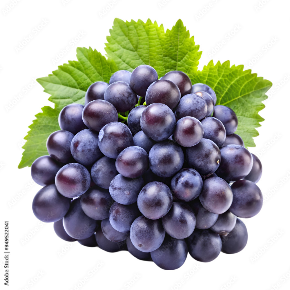 Fototapeta premium Fresh black grapes Isolated white background