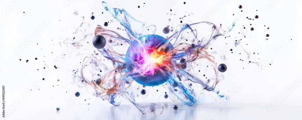 Obraz premium a subatomic particle collision in nuclear physics.