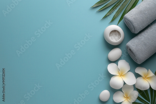 Spa Elements On Blue Backgr...