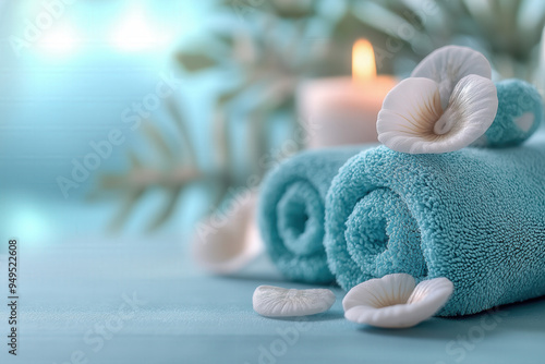 Spa Elements On Blue Backgr...
