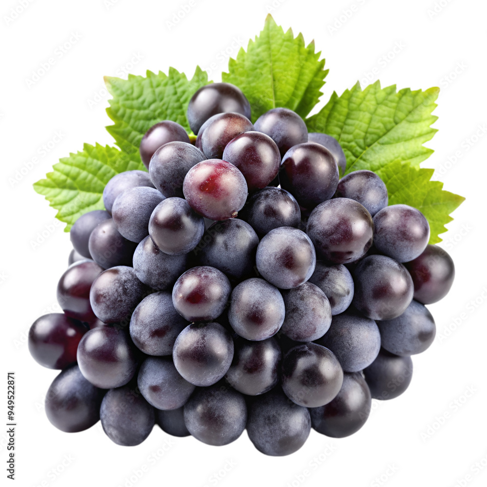 Fototapeta premium Fresh black grapes Isolated white background