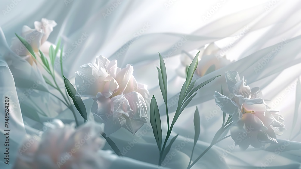 Obraz premium Ethereal flowers enveloped in a translucent white.
