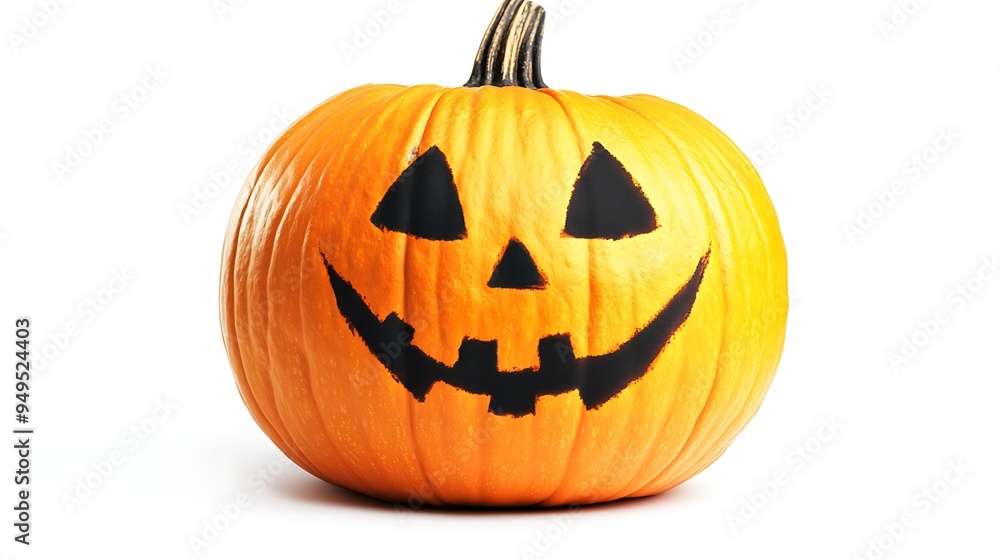 Spooky Pumpkin with Creepy Smile Silhouette on Isolated White for Halloween Advertising. 32k, Spooky Pumpkin with Creepy Smile Silhouette on Isolated White for Halloween Advertising. 32k,
