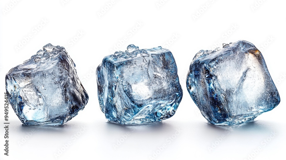 Three Ice Cubes on White Background Generative AI Three Ice Cubes on White Background Generative AI