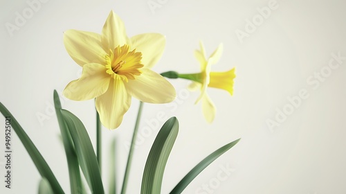 Daffodil Flower Field In The Morning.