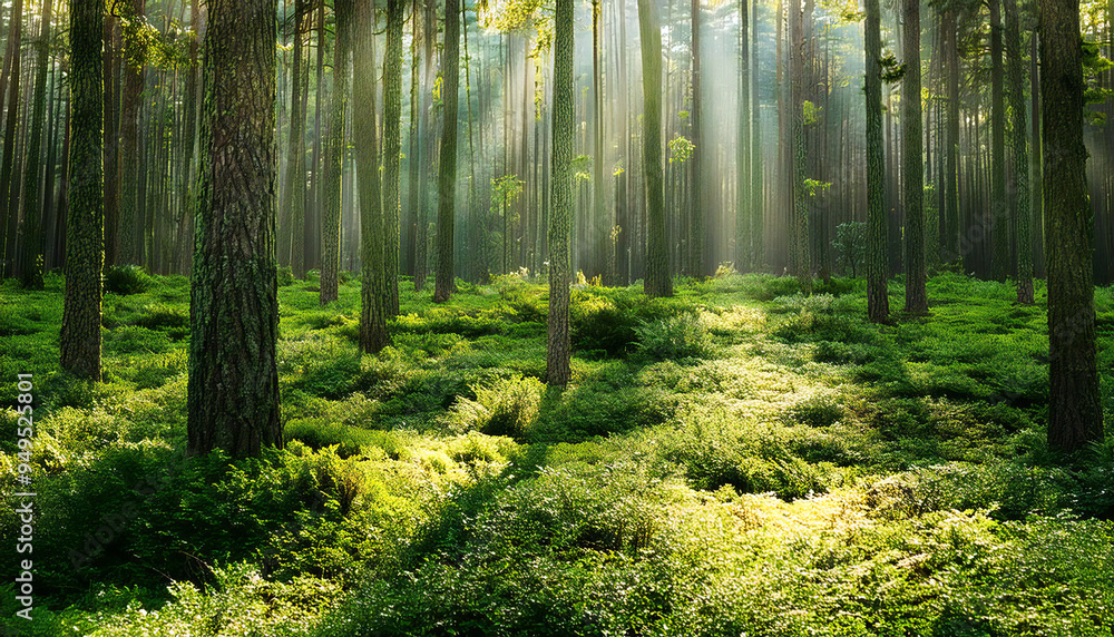 Fototapeta premium 森のイメージ素材。森林の背景素材。Forest image material. Forest background material.