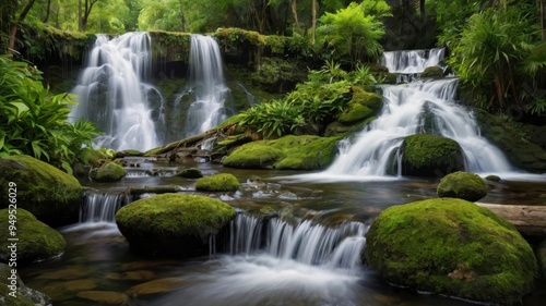 Lush place with cascading waterfalls 