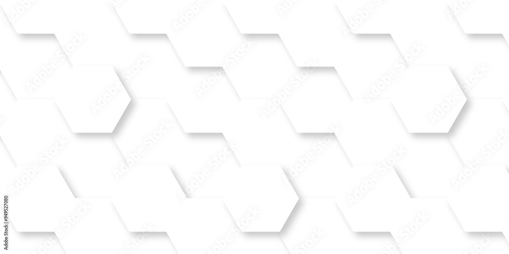 Obraz premium Abstract creative geometric Pattern of white hexagon. white hexagonal wallpaper background. Futuristic abstract honeycomb mosaic background. white hexagon geometric digital web cell texture.