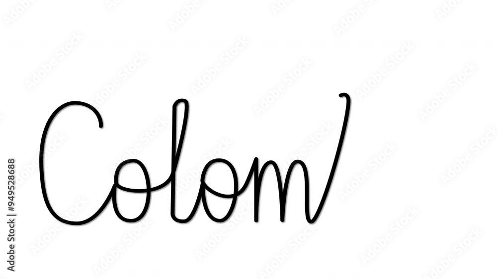Colombia word, country name handwriting animation. Colombia word, country name handwriting animation.