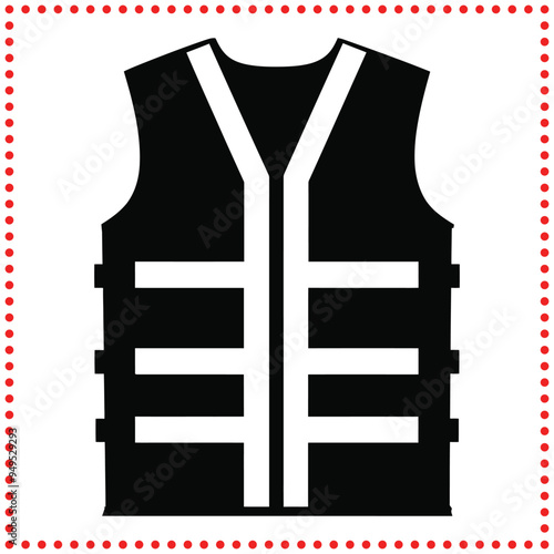 Industrial Safety Vest Silhouette for Workwear and Protection Gear in High Visibility Black and White Design