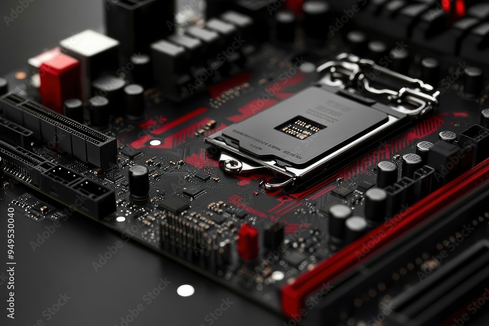 concept The motherboard in the picture is Brain Technology RAM Gaming. This motherboard has chipset and supports 12th Core processors , ai concept The motherboard in the picture is Brain Technology RAM Gaming. This motherboard has chipset and supports 12th Core processors , ai
