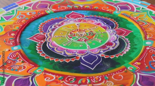 Colorful mandala design with intricate details.