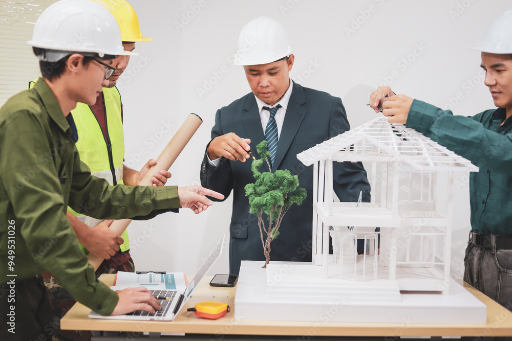 A home construction planning engineer collaborates with architects ...