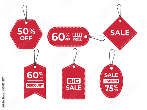 set of price tags discount on paper vector illustration template, shopping labels, best price. vector illustration