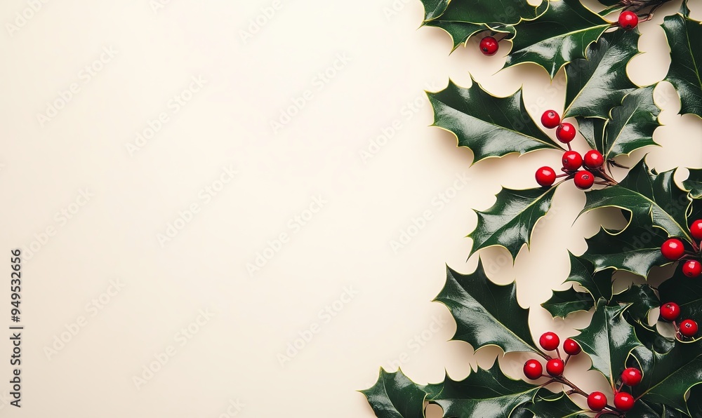 Fototapeta premium A white background with a red and green Christmas tree