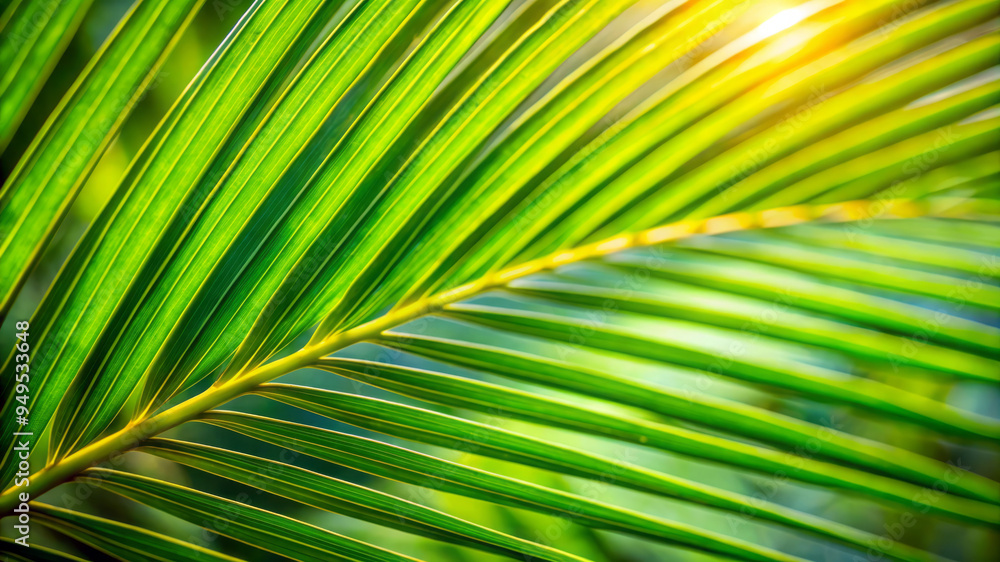 Palm Leaf Texture, Green And Yellow, Close Up, Abstract Background Palm Leaf Texture, Green And Yellow, Close Up, Abstract Background